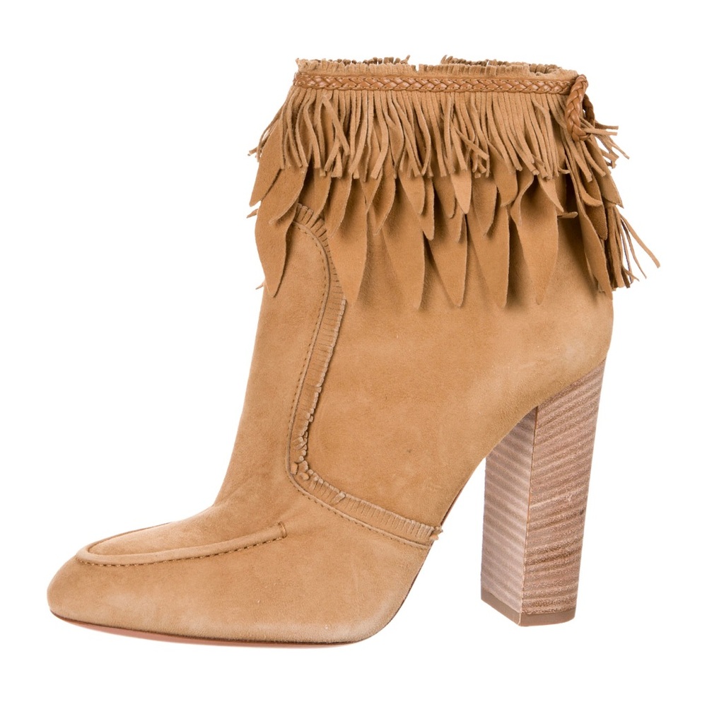 Aquazzura Suede Tassle Ankle Boots